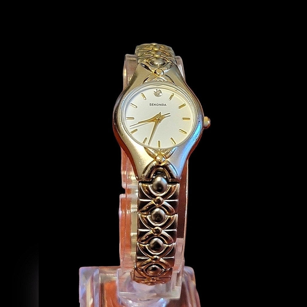 RARE Vintage USSR Soviet Sekonda Two Tone Gold Silver Bracelet Dress Watch